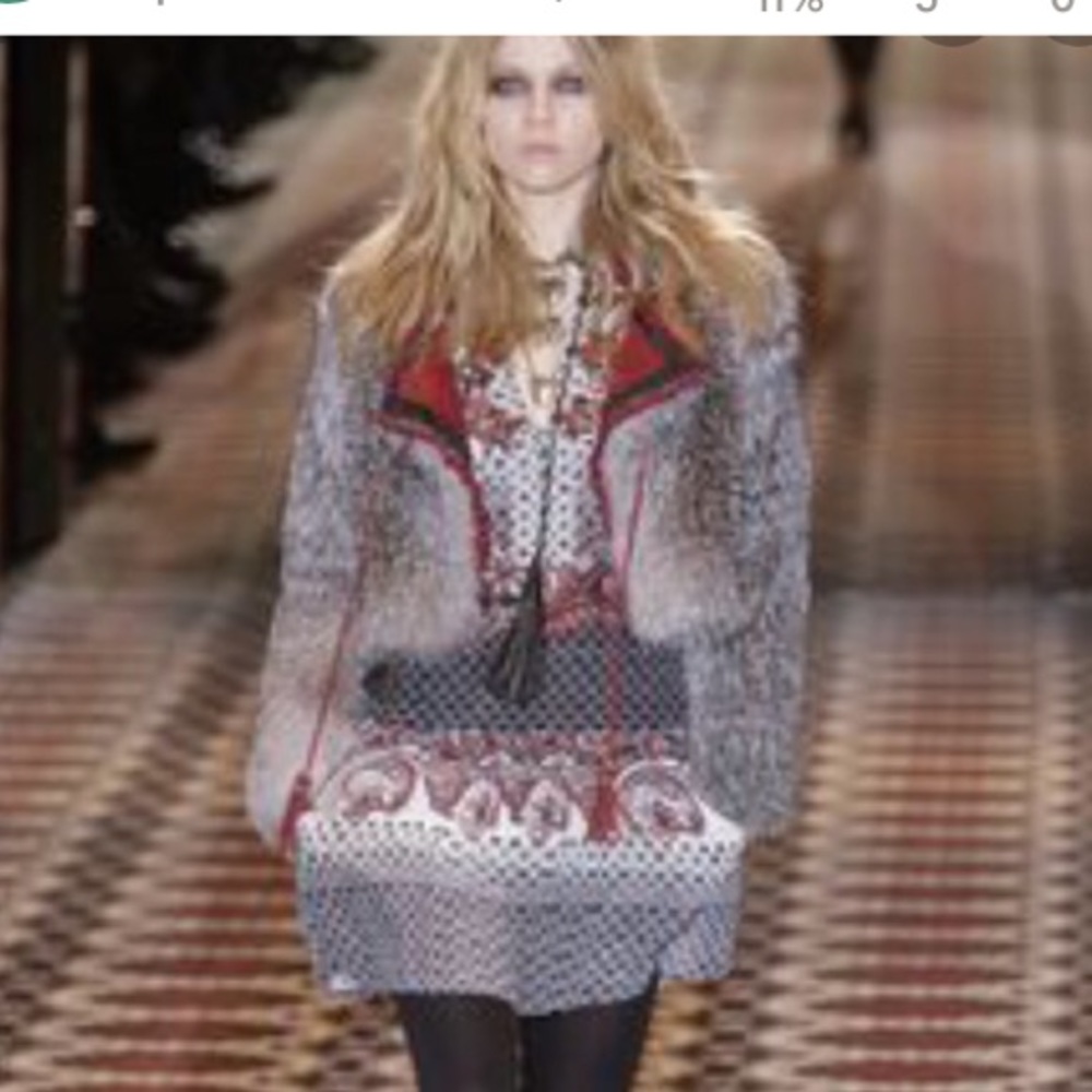 NWOT Gucci leather tassel parsley print dress